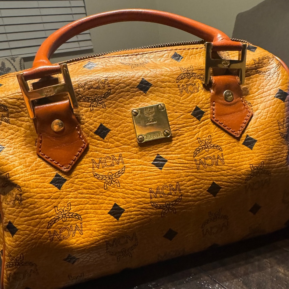 MCM Cognac Boston Bag